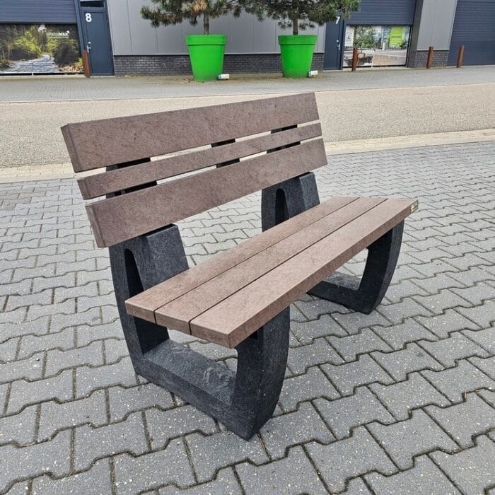 Bruine parkbank met Rugleuning 180cm - Afbeelding 2