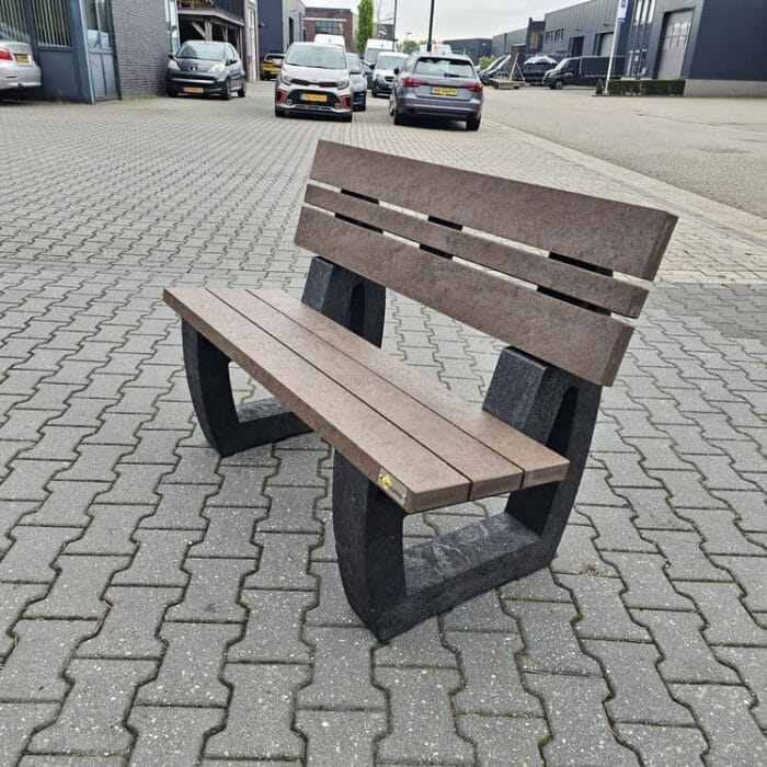 Bruine parkbank met Rugleuning 180cm - Afbeelding 3
